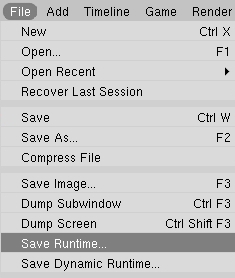 Select Save Runtime from the File Menu